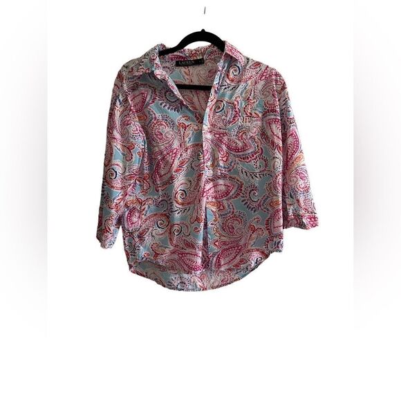 Lauren Ralph Lauren Paisley Pajama Top S - Picture 1 of 5